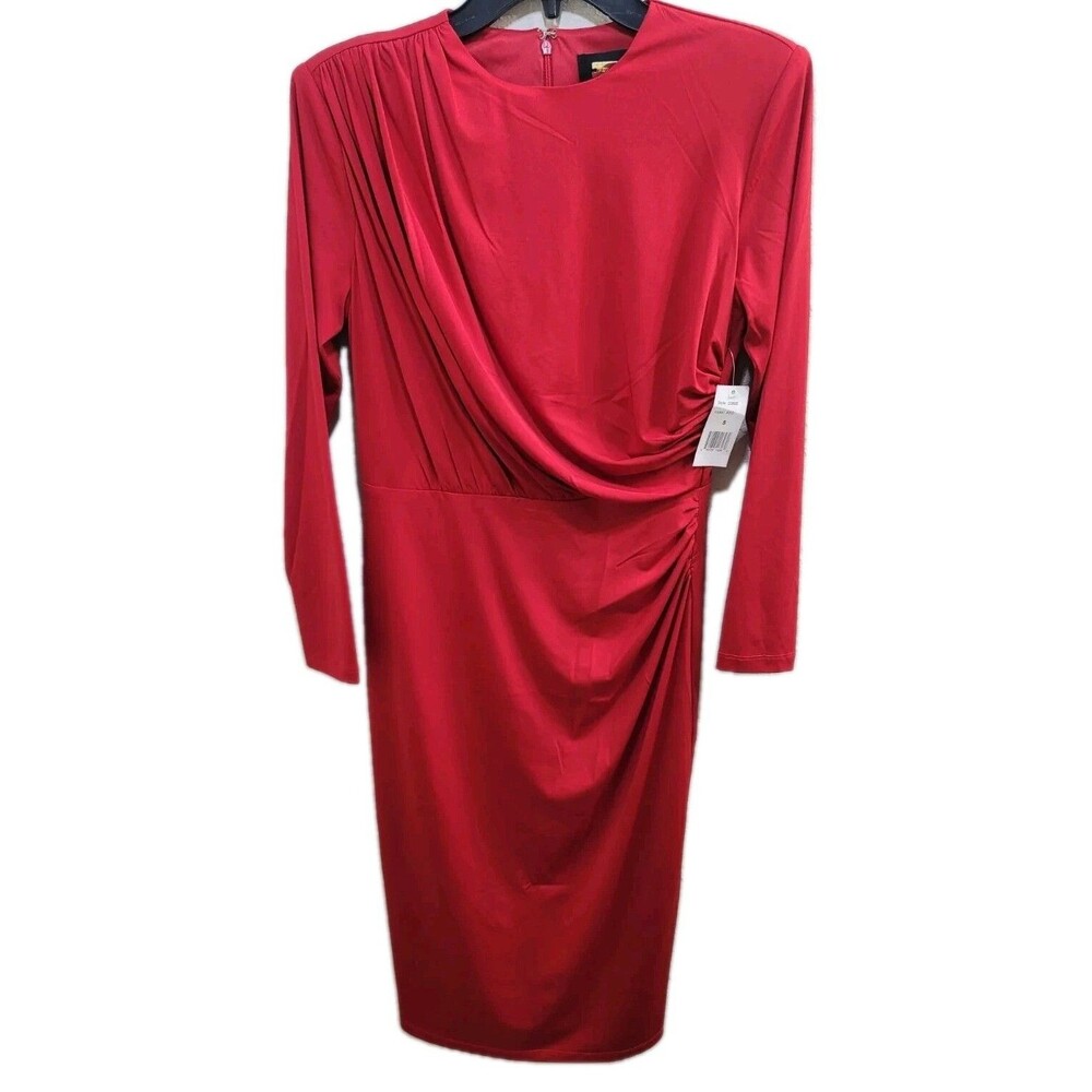 Alexia Admor Nicolette Draped Bodice Dress Red Sz Small Career Cocktail Party